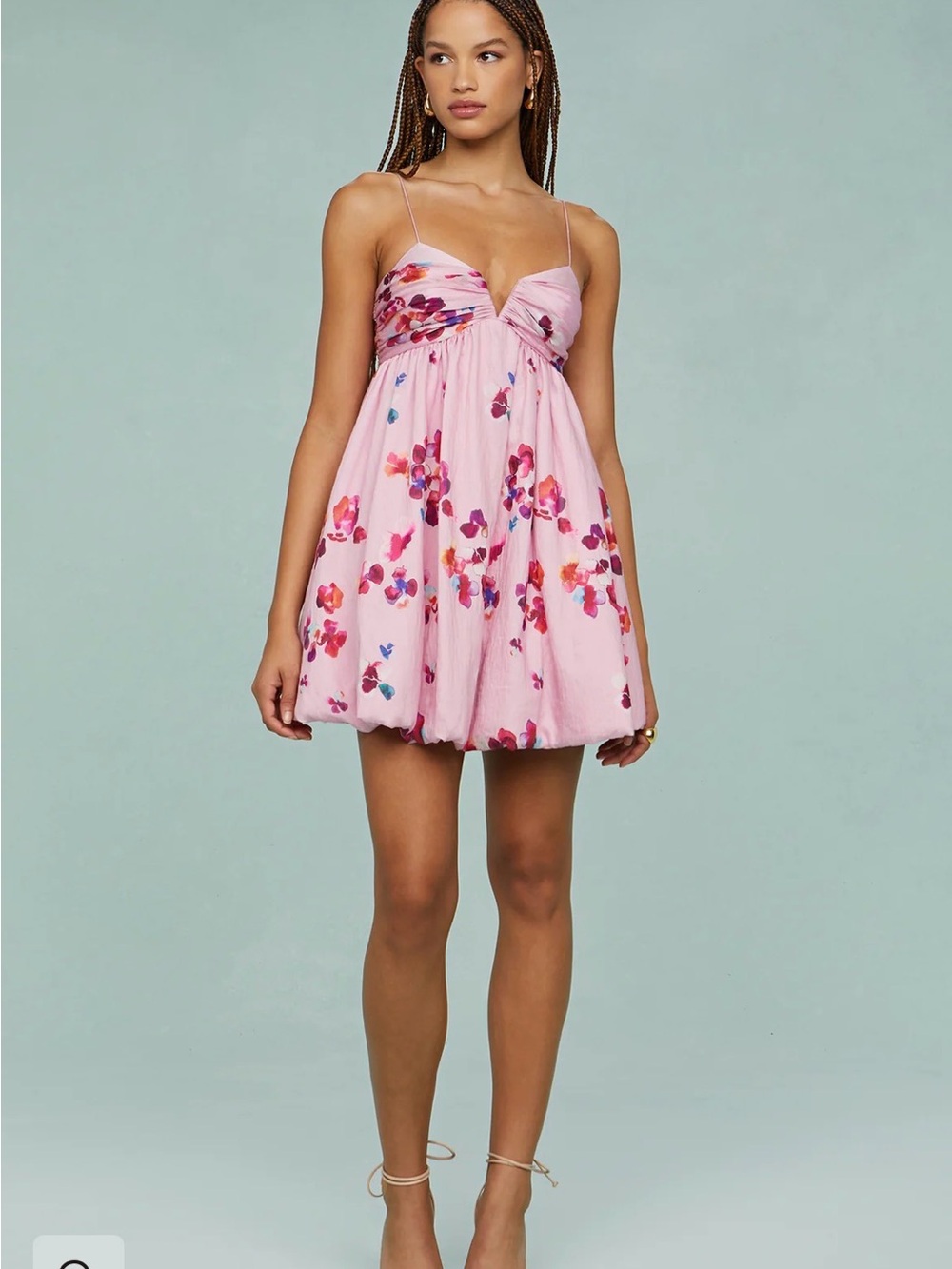 AMUR Pink Mosaic Poppies Kimberly Mini Dress -  Worn Once - Size 4
